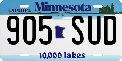 MN license plate 905SUD
