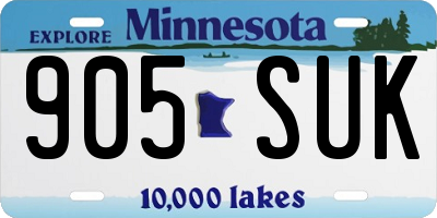 MN license plate 905SUK
