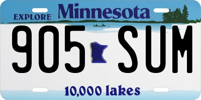 MN license plate 905SUM