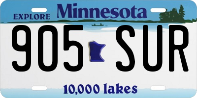 MN license plate 905SUR