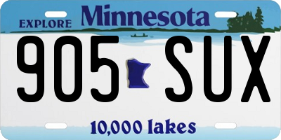 MN license plate 905SUX