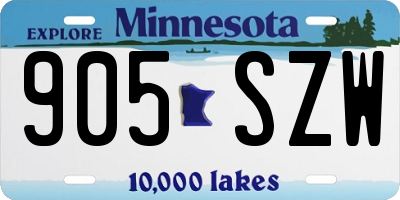 MN license plate 905SZW
