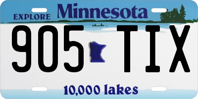 MN license plate 905TIX