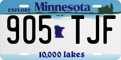 MN license plate 905TJF