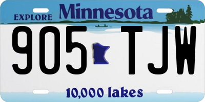 MN license plate 905TJW