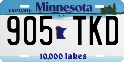 MN license plate 905TKD
