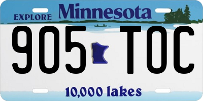 MN license plate 905TOC