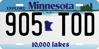 MN license plate 905TOD