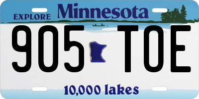 MN license plate 905TOE