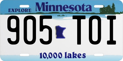 MN license plate 905TOI