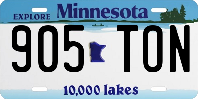 MN license plate 905TON