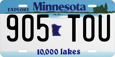 MN license plate 905TOU