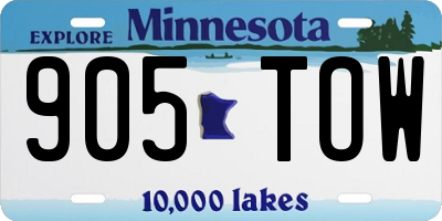 MN license plate 905TOW