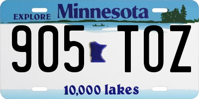 MN license plate 905TOZ