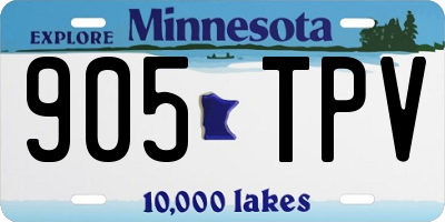 MN license plate 905TPV