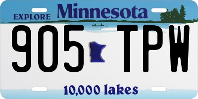 MN license plate 905TPW