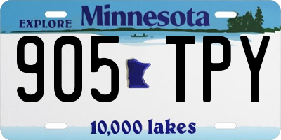 MN license plate 905TPY