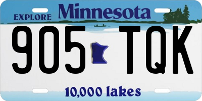 MN license plate 905TQK