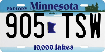 MN license plate 905TSW