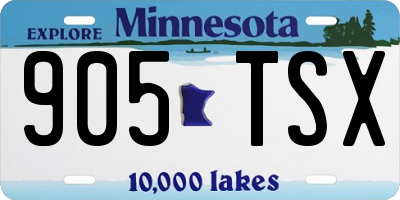 MN license plate 905TSX