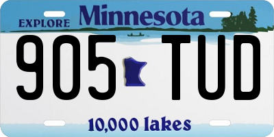 MN license plate 905TUD