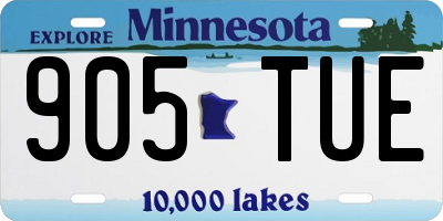 MN license plate 905TUE