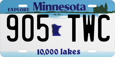 MN license plate 905TWC