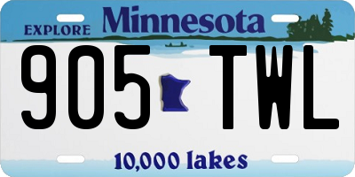 MN license plate 905TWL