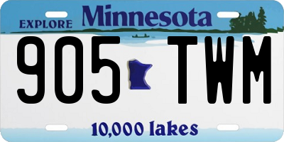 MN license plate 905TWM