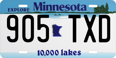 MN license plate 905TXD