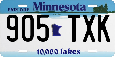 MN license plate 905TXK