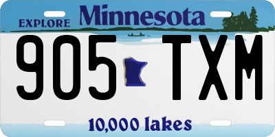 MN license plate 905TXM