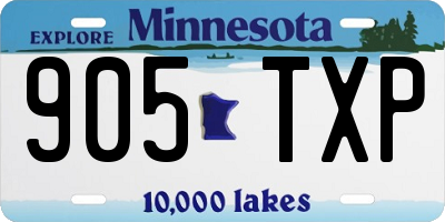 MN license plate 905TXP