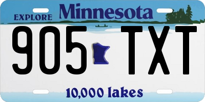 MN license plate 905TXT
