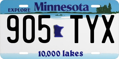 MN license plate 905TYX