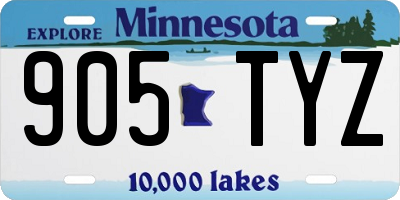 MN license plate 905TYZ
