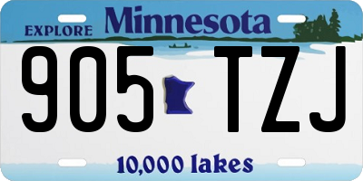 MN license plate 905TZJ