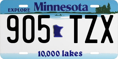 MN license plate 905TZX