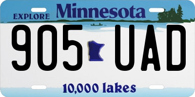 MN license plate 905UAD