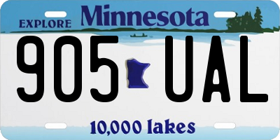 MN license plate 905UAL