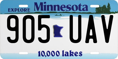 MN license plate 905UAV