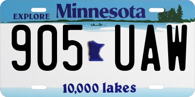 MN license plate 905UAW