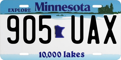 MN license plate 905UAX