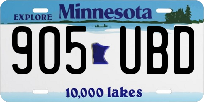 MN license plate 905UBD