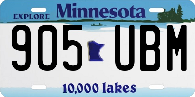 MN license plate 905UBM