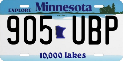 MN license plate 905UBP