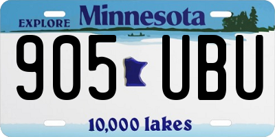 MN license plate 905UBU