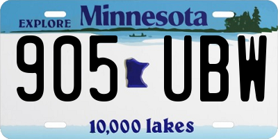 MN license plate 905UBW