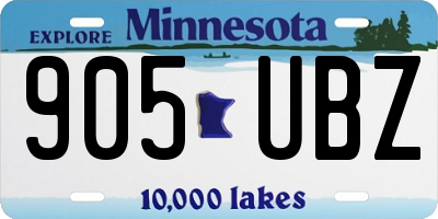 MN license plate 905UBZ