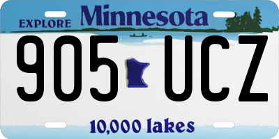 MN license plate 905UCZ